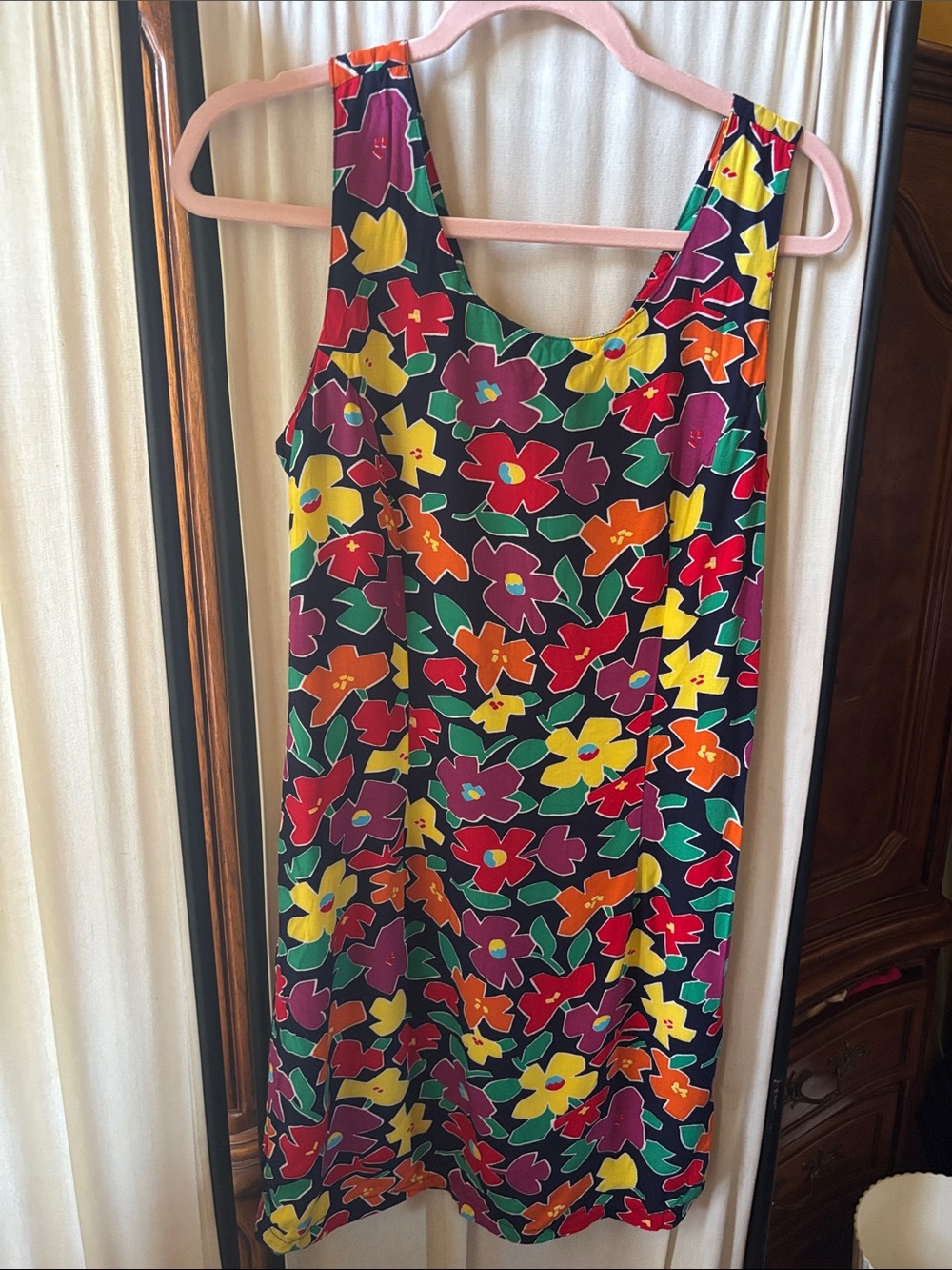 Pineapple moon Floral Print Midi Dress in Black with Multicolor Blooms